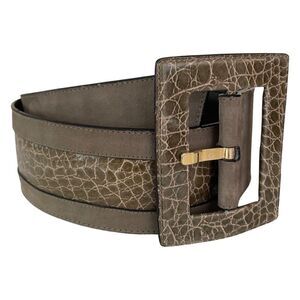 Vintage Bonwit Teller Leather Croc Embossed Wide Belt Size Large